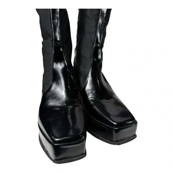Black Platform Knee-High Boots Jeffrey Campbell - Picture 5 of 7